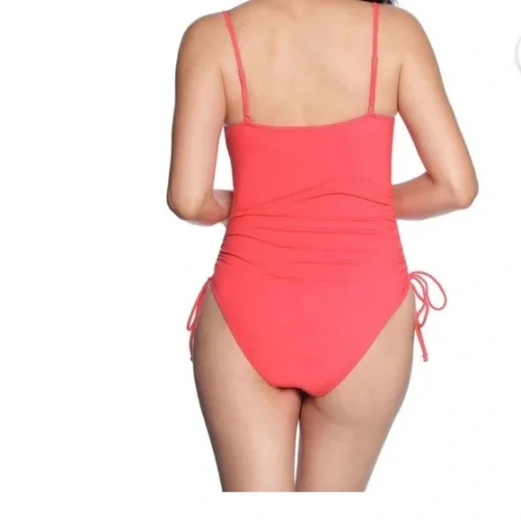 LOFT Pink Women's Shirred Side Tie
One-Piece Swimsuit Plus Size XXL - Picture 4 of 5